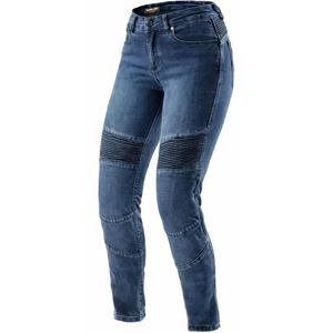 Rebelhorn Agness 2 Mono Cropped Motorcycle Jeans, gewaschenes Blau
