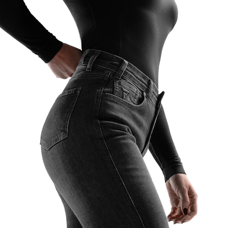 Rebelhorn Classic Monolayer Damen-Motorradjeans, gewaschenes Schwarz