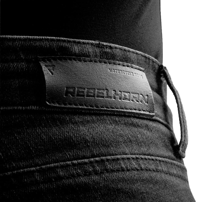 Rebelhorn Classic Monolayer Damen-Motorradjeans mit verlängertem Bund, gewaschenes Schwarz