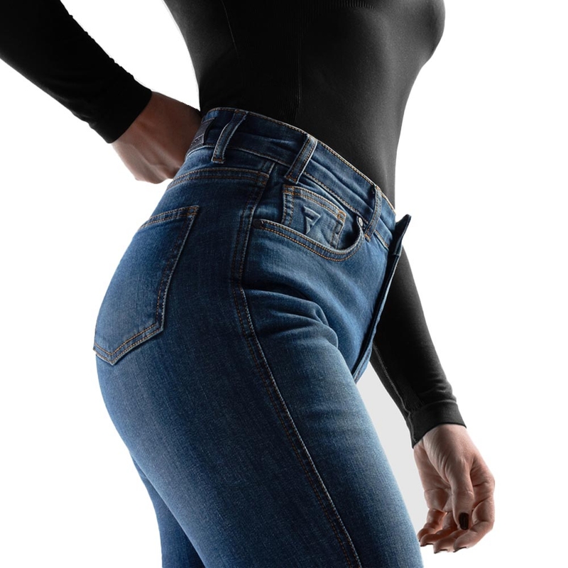 Rebelhorn Classic Monolayer Damen-Motorradjeans, gewaschenes Blau