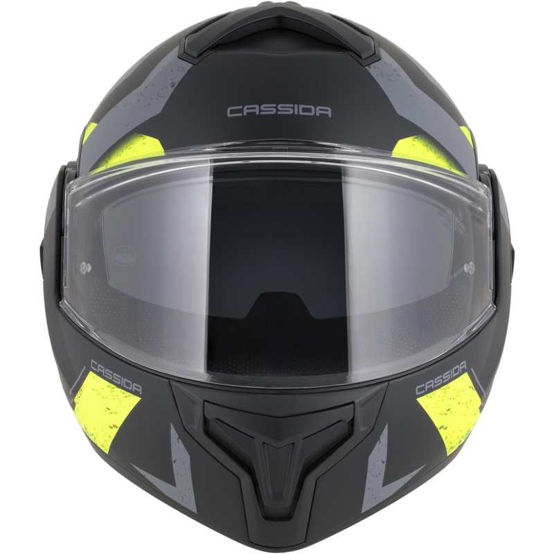 Cassida MultiFlip Korp Klapphelm für Motorräder, matt schwarz-fluoreszierend gelb-grau