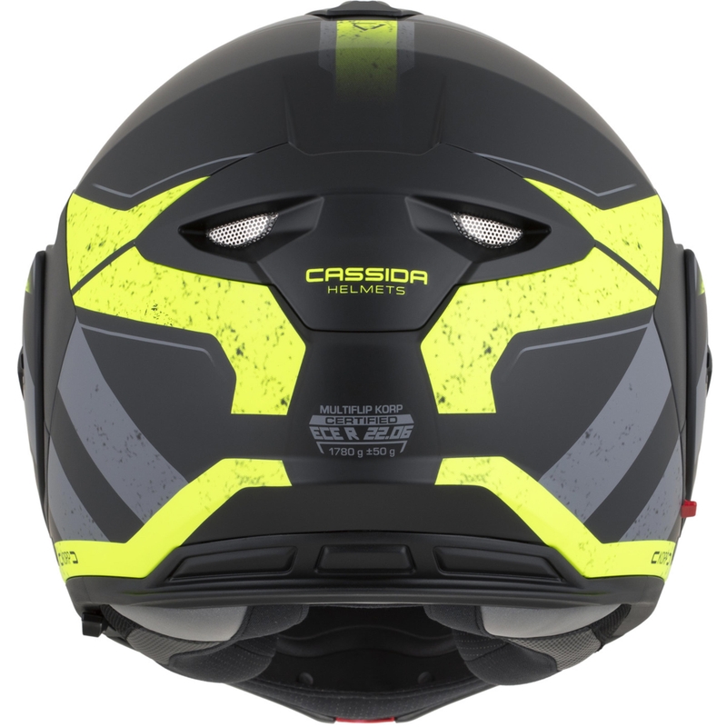 Cassida MultiFlip Korp Klapphelm für Motorräder, matt schwarz-fluoreszierend gelb-grau