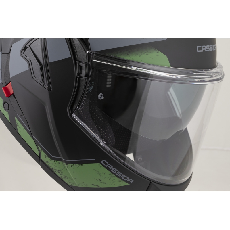 Cassida MultiFlip Korp Klapphelm für Motorräder, matt schwarz-grün-grau