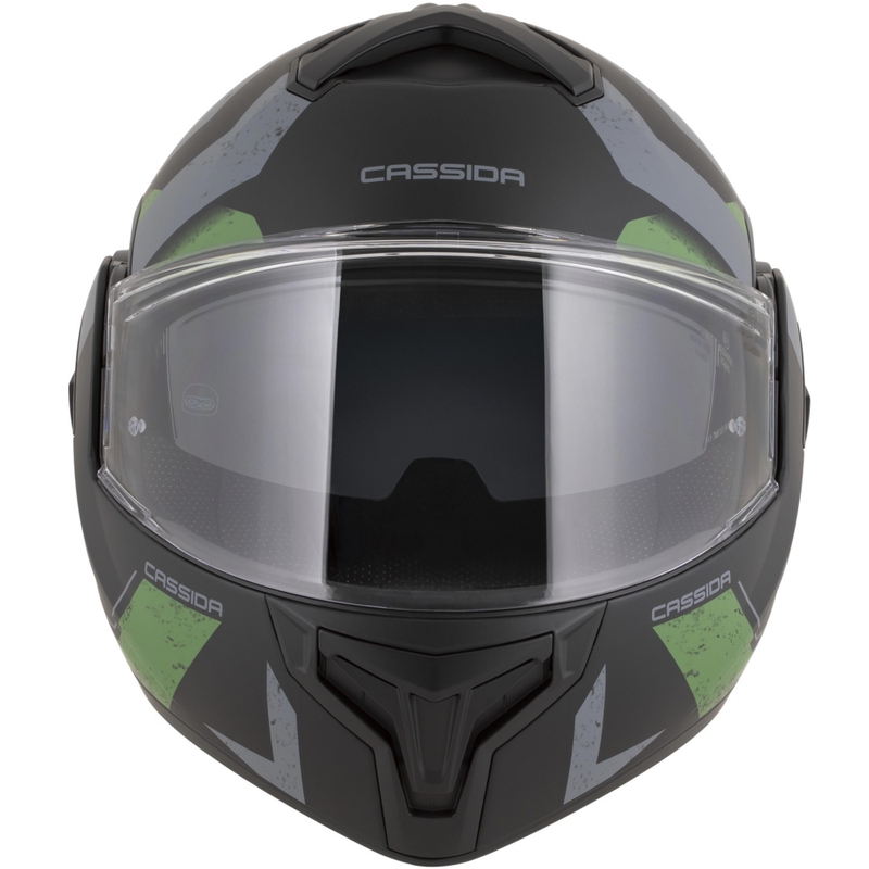 Cassida MultiFlip Korp Klapphelm für Motorräder, matt schwarz-grün-grau