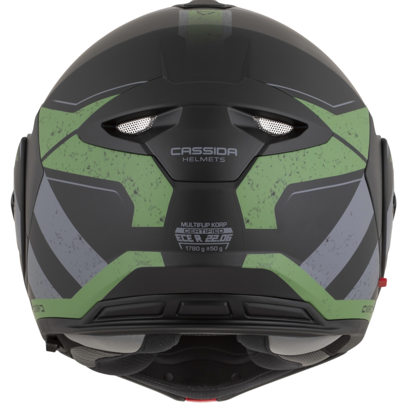 Cassida MultiFlip Korp Klapphelm für Motorräder, matt schwarz-grün-grau