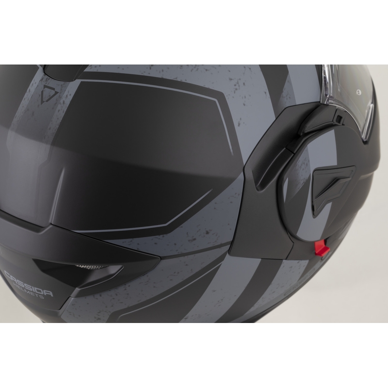 Cassida MultiFlip Korp Klapphelm für Motorräder, matt schwarz-dunkelgrau-grau