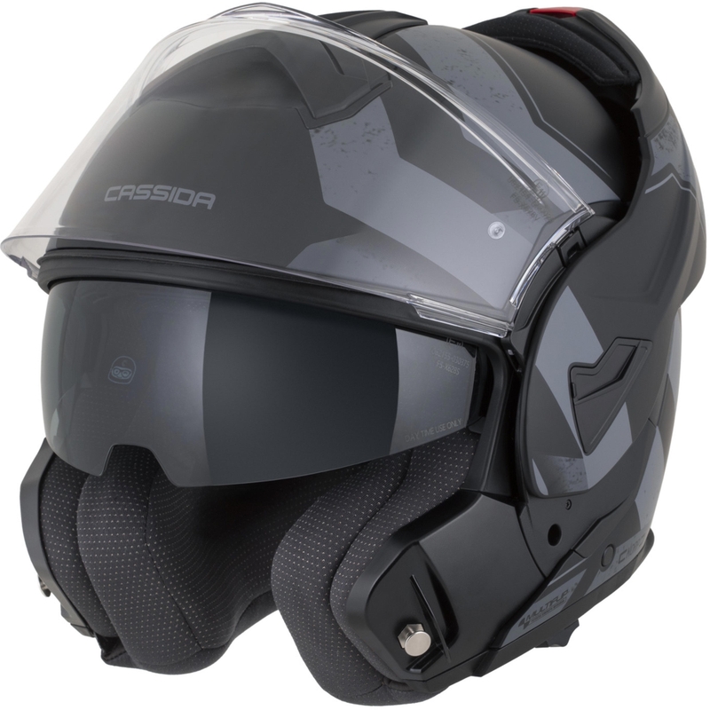 Cassida MultiFlip Korp Klapphelm für Motorräder, matt schwarz-dunkelgrau-grau