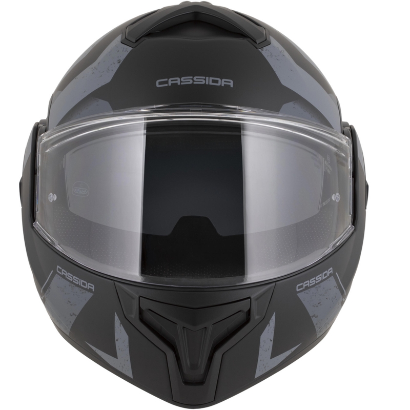 Cassida MultiFlip Korp Klapphelm für Motorräder, matt schwarz-dunkelgrau-grau