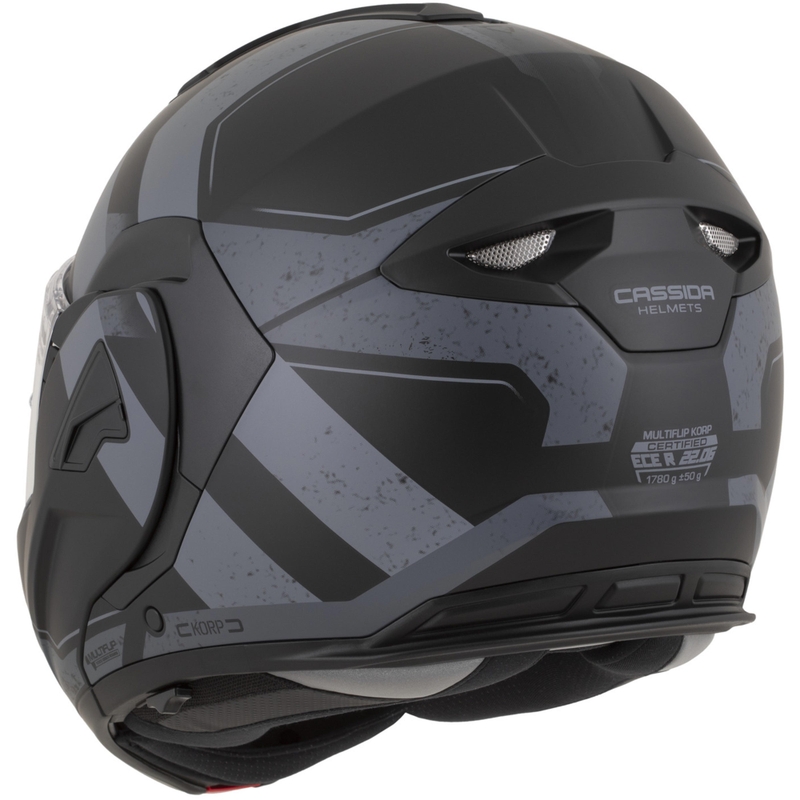Cassida MultiFlip Korp Klapphelm für Motorräder, matt schwarz-dunkelgrau-grau