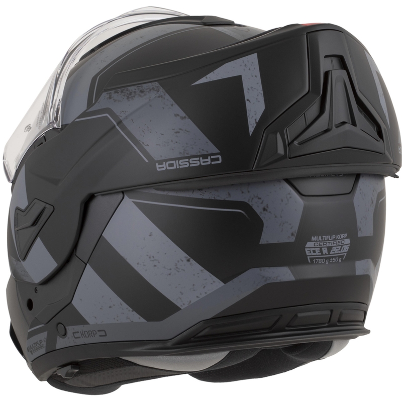 Cassida MultiFlip Korp Klapphelm für Motorräder, matt schwarz-dunkelgrau-grau