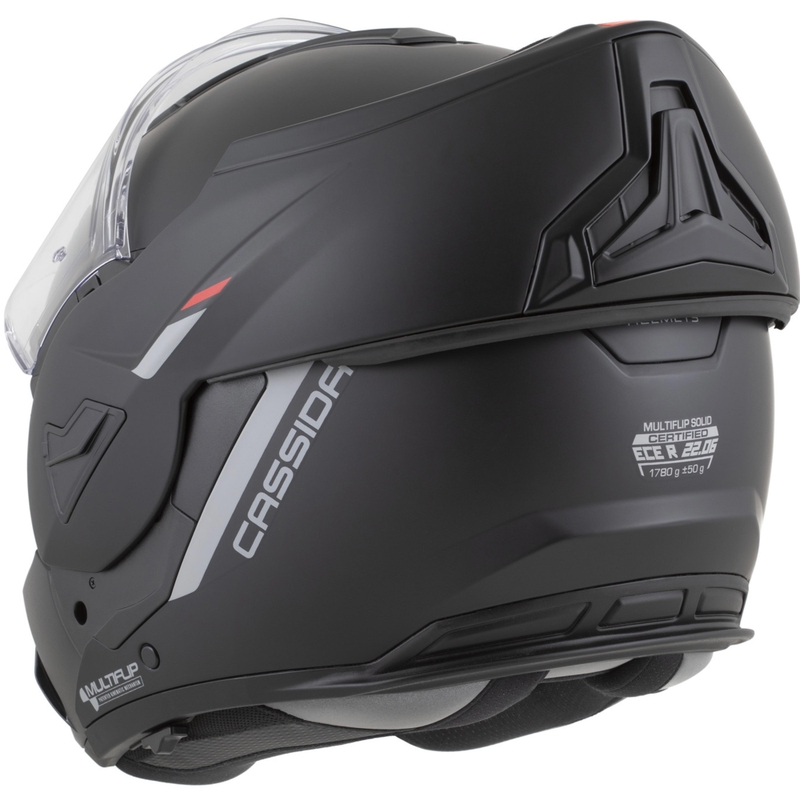 Cassida MultiFlip Korp Klapphelm für Motorräder, matt schwarz-rot-grau