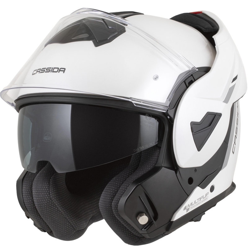 Cassida MultiFlip Solid Klapphelm für Motorräder, perlweiß-schwarz
