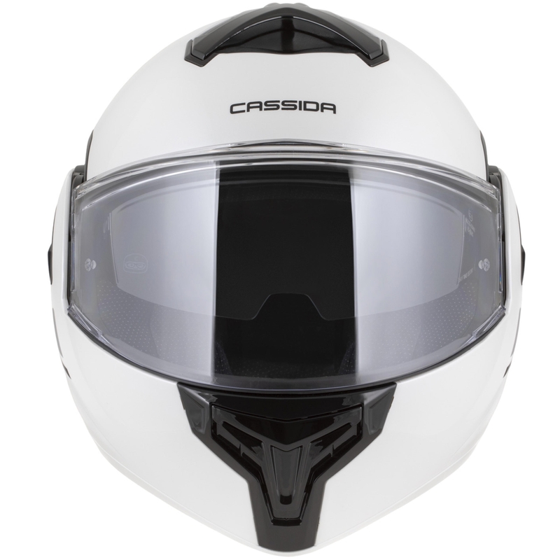 Cassida MultiFlip Solid Klapphelm für Motorräder, perlweiß-schwarz