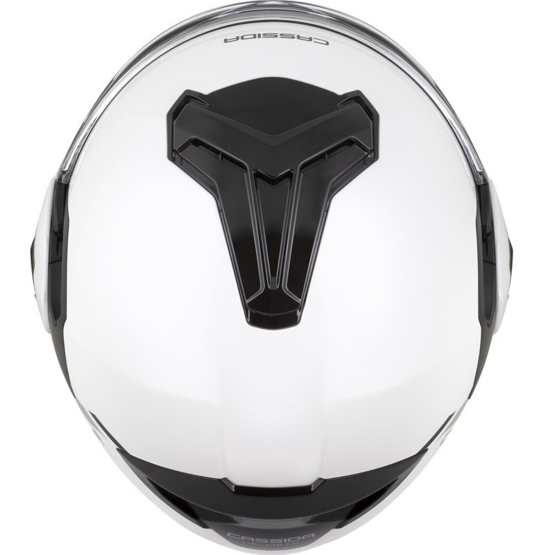Cassida MultiFlip Solid Klapphelm für Motorräder, perlweiß-schwarz