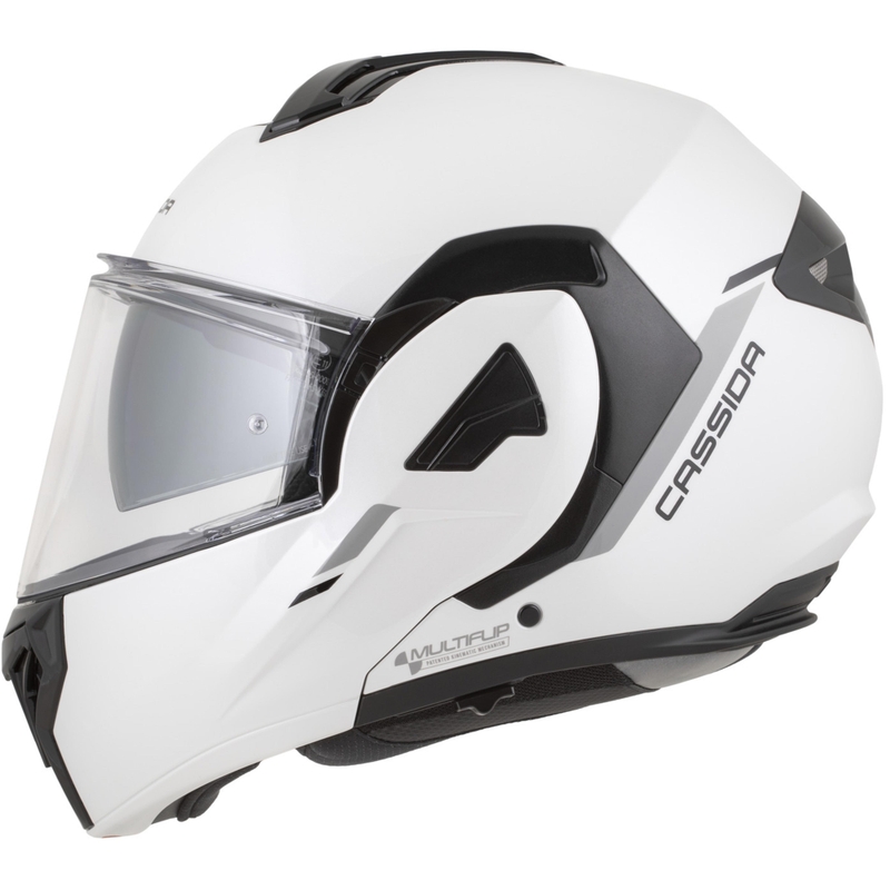 Cassida MultiFlip Solid Klapphelm für Motorräder, perlweiß-schwarz