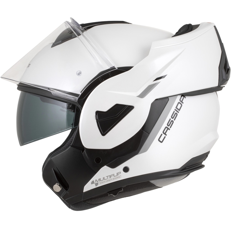 Cassida MultiFlip Solid Klapphelm für Motorräder, perlweiß-schwarz