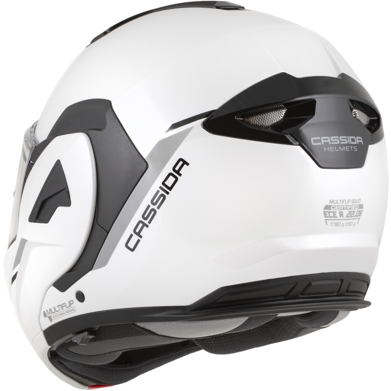 Cassida MultiFlip Solid Klapphelm für Motorräder, perlweiß-schwarz