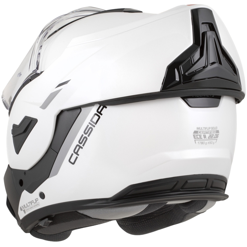 Cassida MultiFlip Solid Klapphelm für Motorräder, perlweiß-schwarz