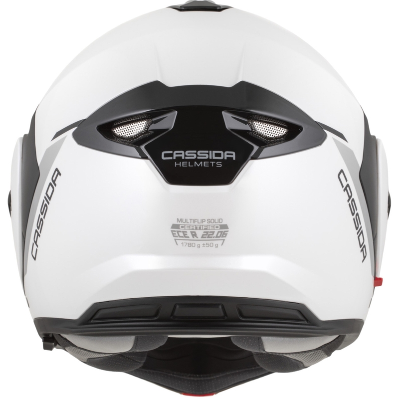 Cassida MultiFlip Solid Klapphelm für Motorräder, perlweiß-schwarz