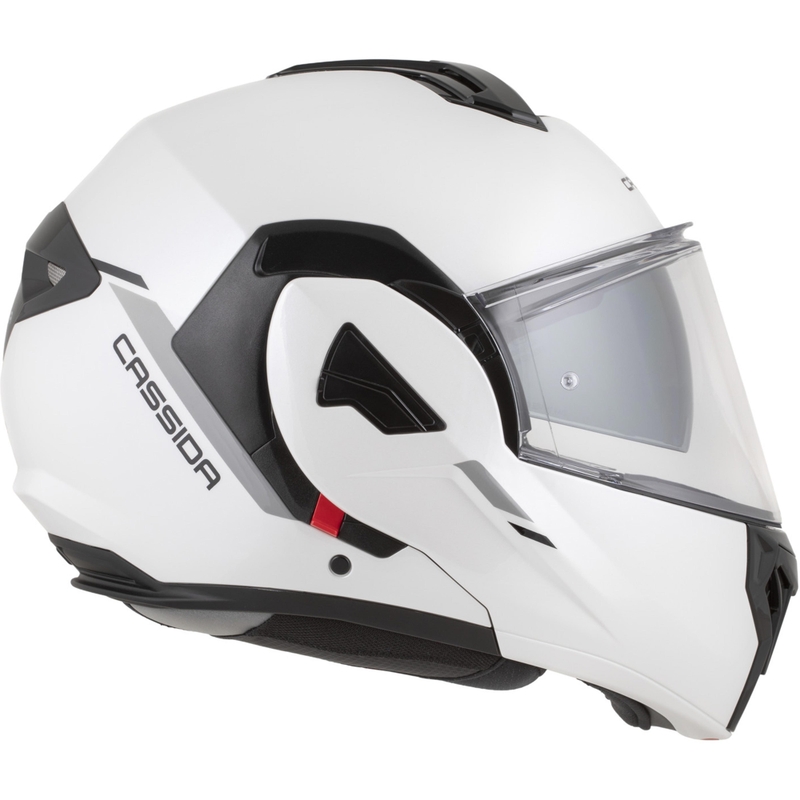 Cassida MultiFlip Solid Klapphelm für Motorräder, perlweiß-schwarz