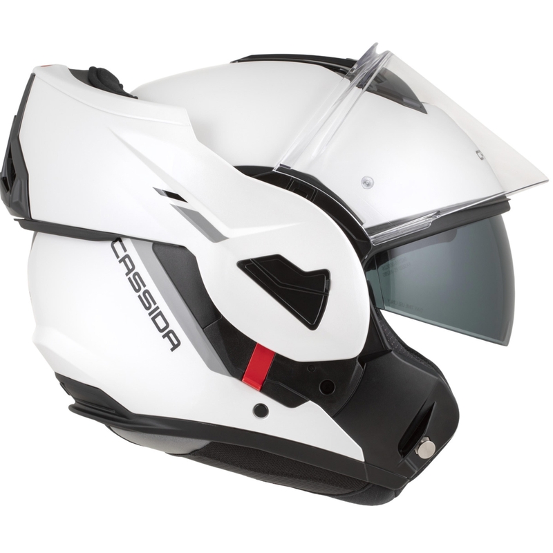 Cassida MultiFlip Solid Klapphelm für Motorräder, perlweiß-schwarz