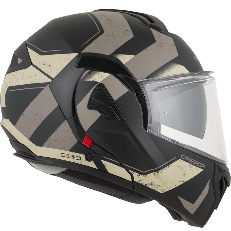 Cassida MultiFlip Korp Klapphelm für Motorräder, matt schwarz-sand-khaki