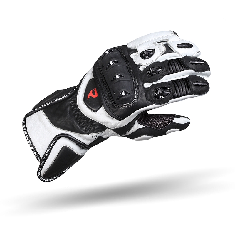 Street Racer Virus schwarz-weiße Motorradhandschuhe