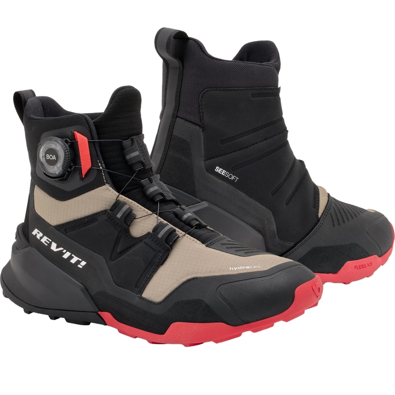 Revit Hinterschnitt H2O Motorradstiefel schwarzer Sand
