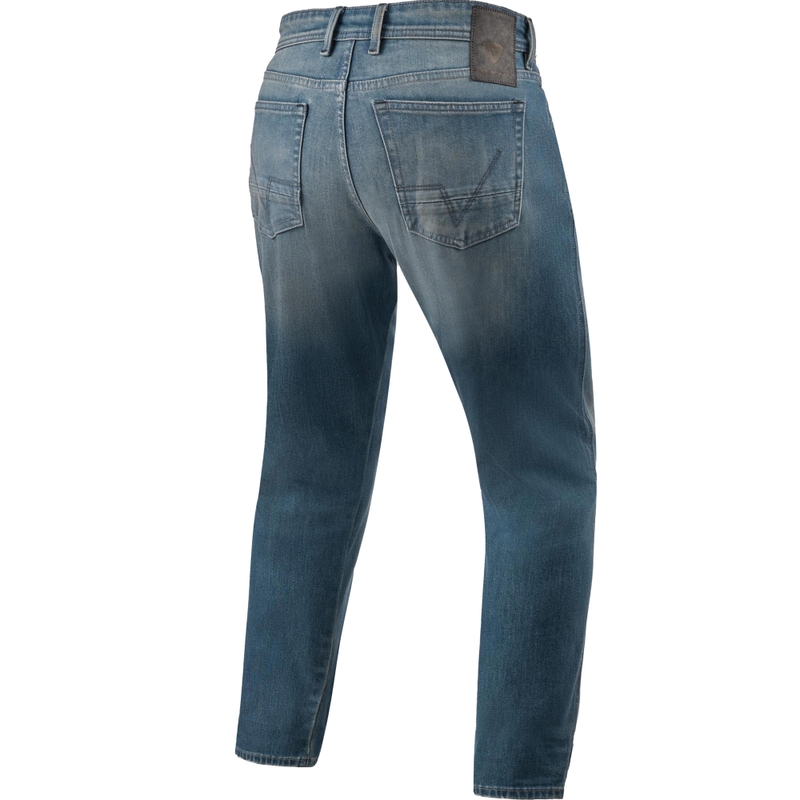 Revit Keegan Tapered Mid Blue Motorcycle Cropped Jeans