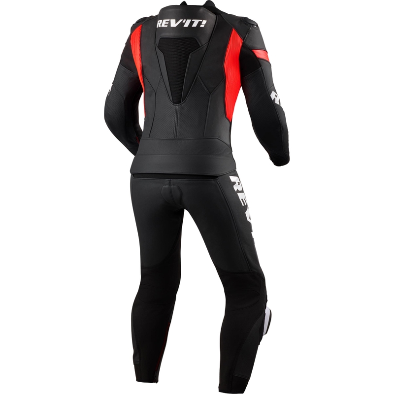 Revit Argon 3 zweiteiliger Motorradanzug, schwarz-fluoreszierend rot