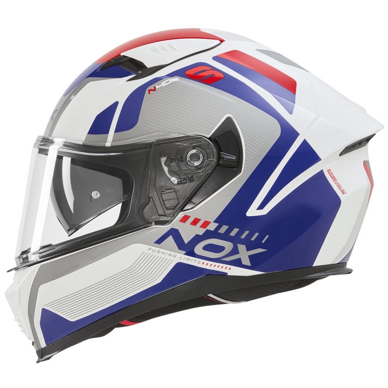 Integralhelm NOX N402 Mentor weiß-blau-rot