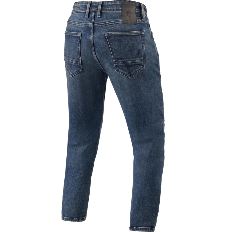 Revit Detroit 3 Tapered Short Motorcycle Jeans Washed Dark Blue