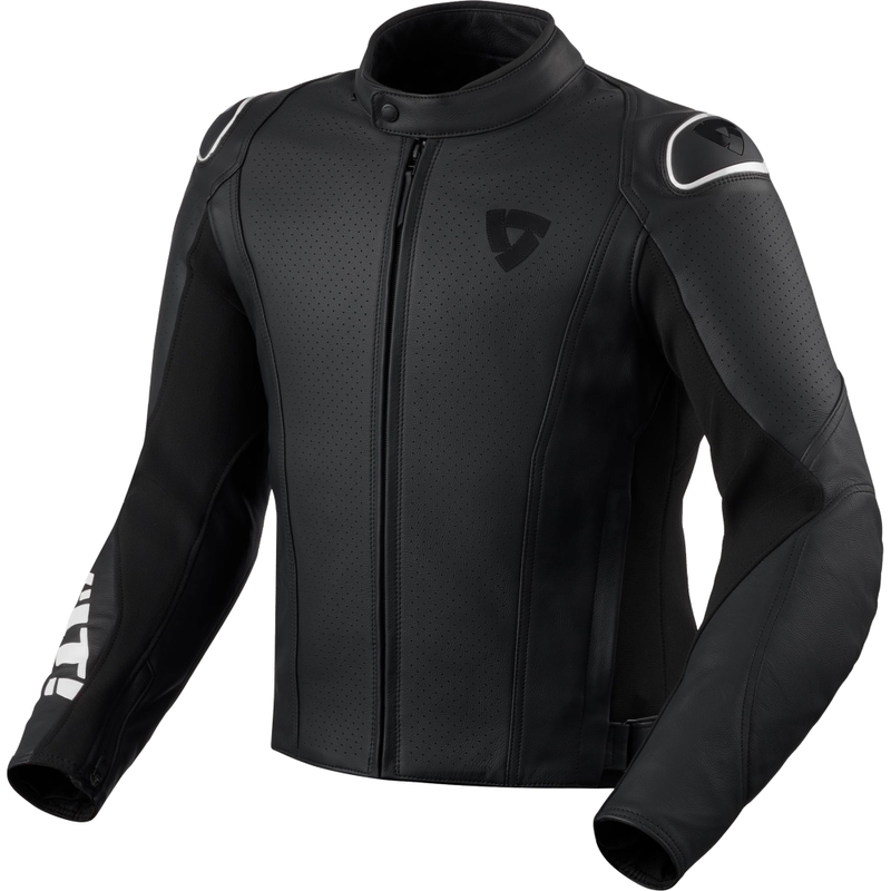 Revit Quadratic Motorradlederjacke schwarz-weiß