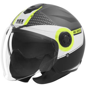 Offener Motorradhelm NOX N182 Rund, matt schwarz-fluoreszierend gelb