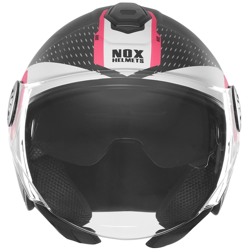 Offener Motorradhelm NOX N182 Rund matt schwarz-rosa