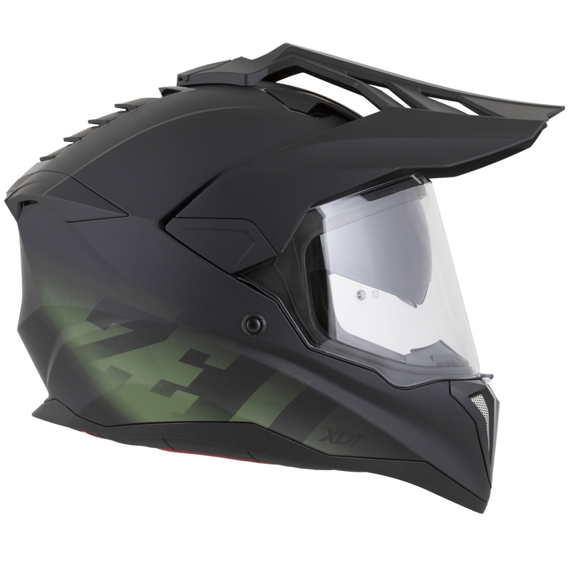 Enduro-Motorradhelm ZED XD1, matt schwarz-dunkelgrün