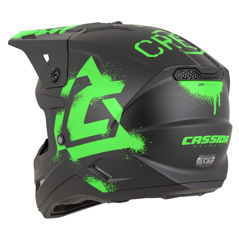 Cassida Cross Cup 2 Crew Motocross-Helm, matt schwarz-fluoreszierend grün