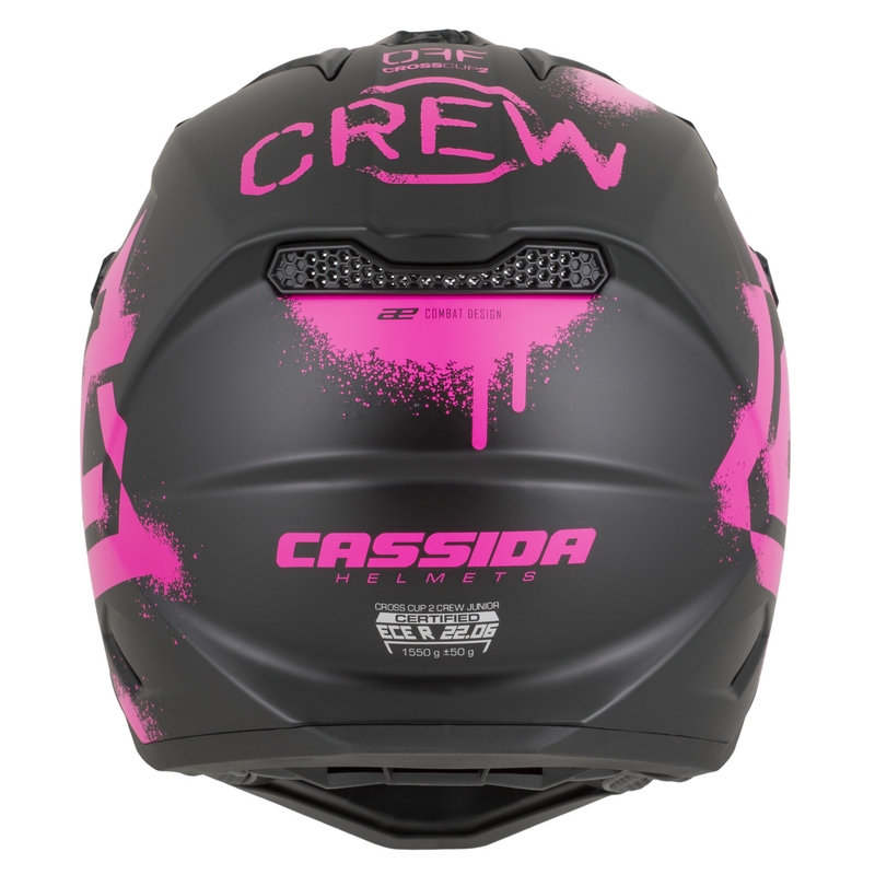 Kinder-Motocrosshelm Cassida Cross Cup 2 Crew Junior, matt schwarz-fluoreszierend pink