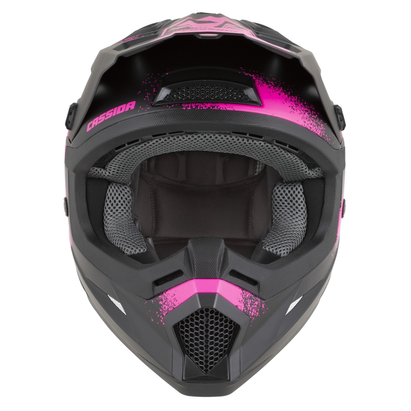 Kinder-Motocrosshelm Cassida Cross Cup 2 Crew Junior, matt schwarz-fluoreszierend pink