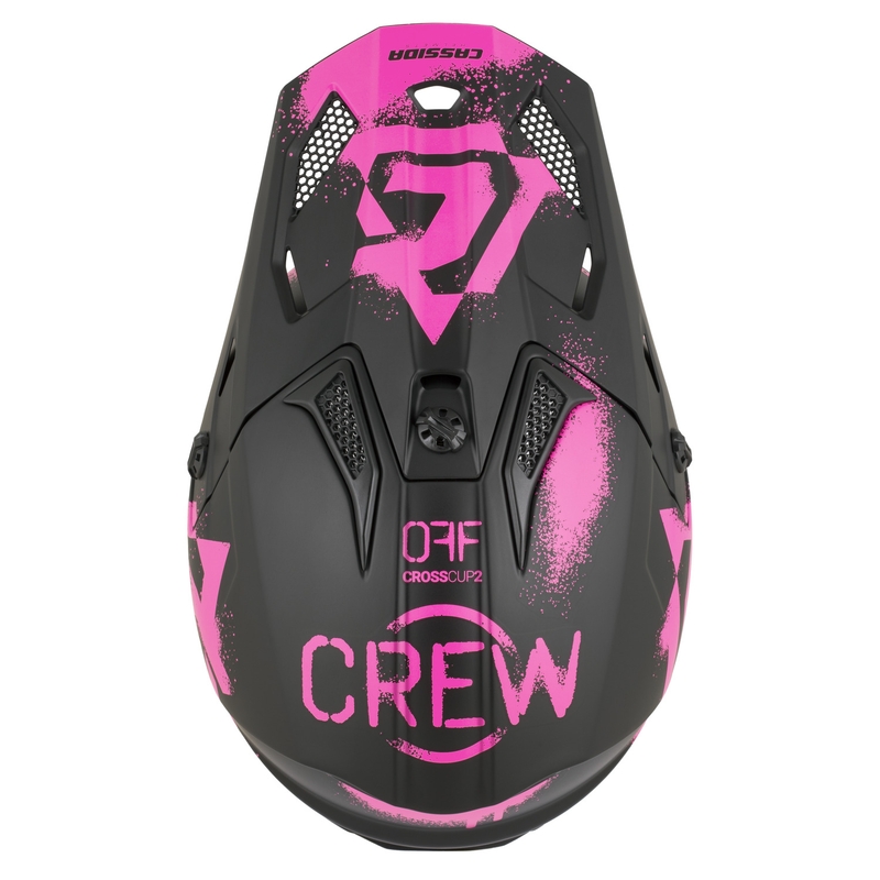 Kinder-Motocrosshelm Cassida Cross Cup 2 Crew Junior, matt schwarz-fluoreszierend pink