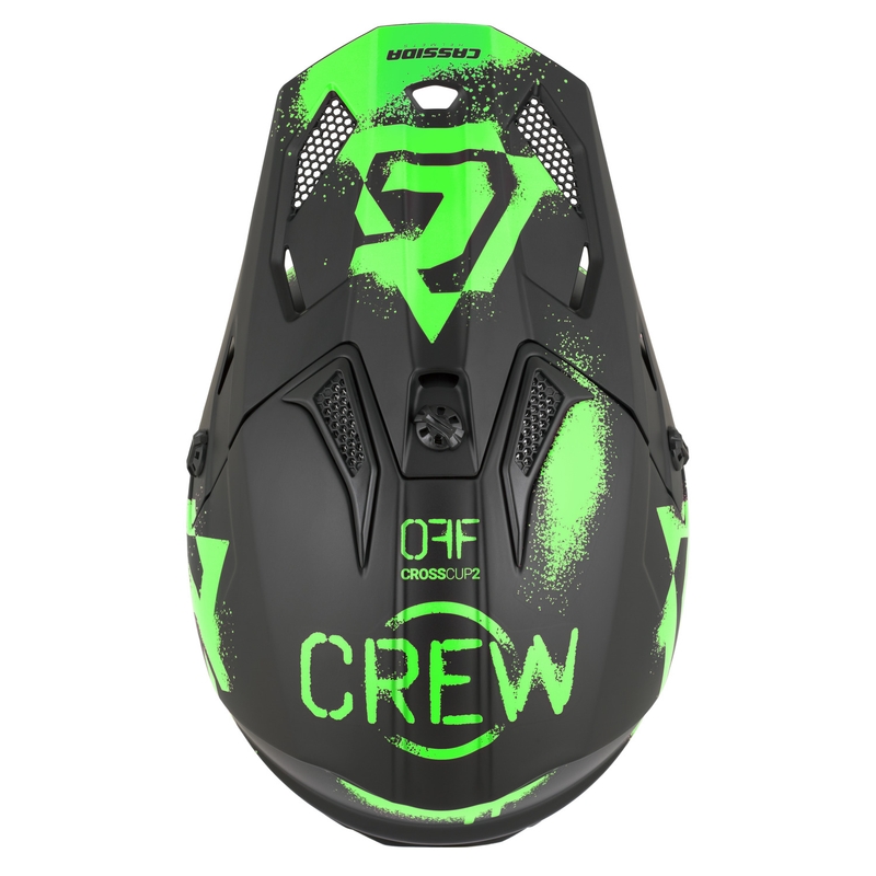 Kinder-Motocrosshelm Cassida Cross Cup 2 Crew Junior, matt schwarz-fluoreszierend grün