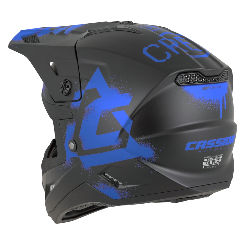 Kinder-Motocrosshelm Cassida Cross Cup 2 Crew Junior, matt schwarz-blau