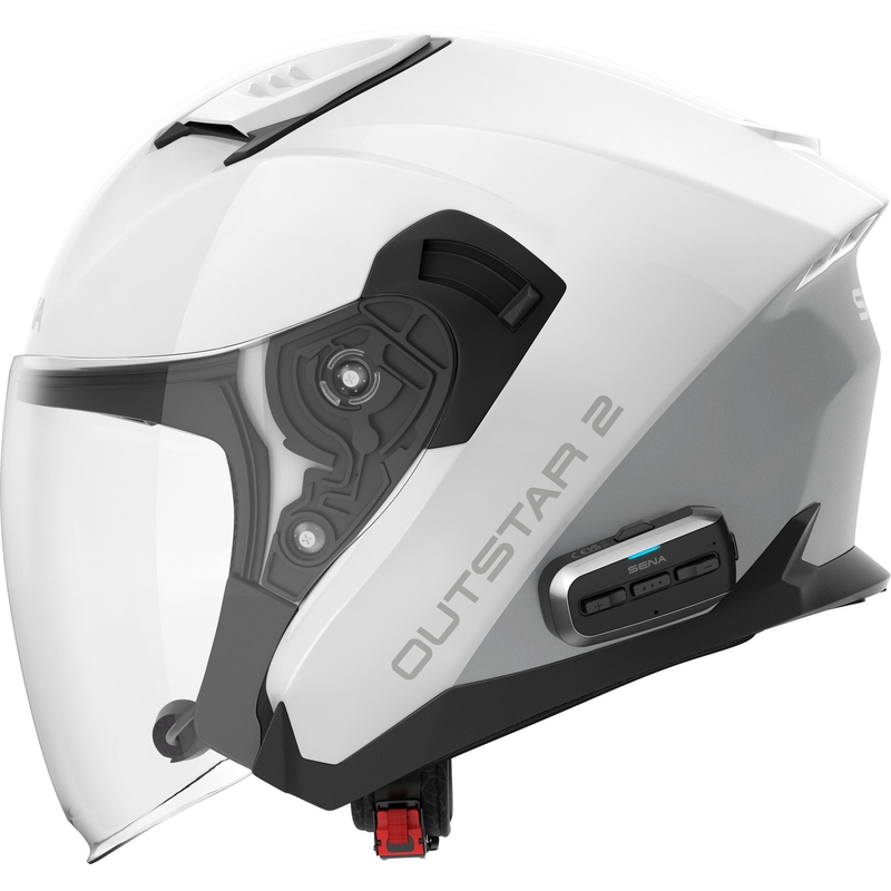 SENA Outstar 2 offener Motorradhelm mit Headset, glänzend weiß