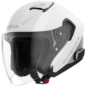 SENA Outstar 2 offener Motorradhelm mit Headset, glänzend weiß