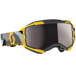 SCOTT Fury CH Motocross-Brille in Camouflage-Grau-Gelb mit silberverspiegeltem Plexiglas