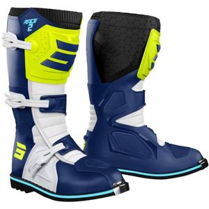 Kinder-Motorradstiefel Shot Race 2 blau-weiß-fluogelb