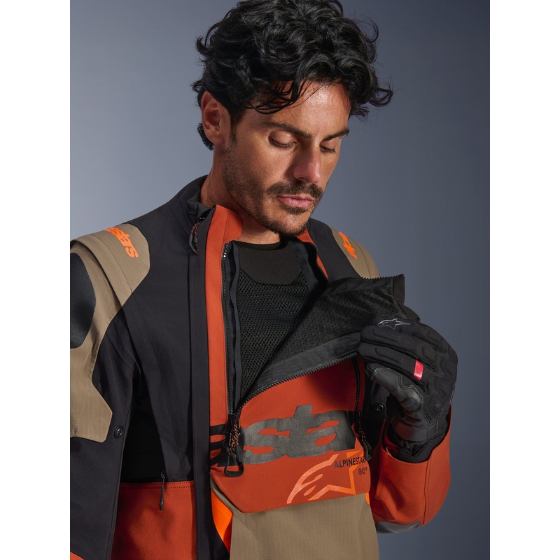 Alpinestars Halo PRO Drystar XF Motorradjacke, hellbraun-dunkelorange-schwarz