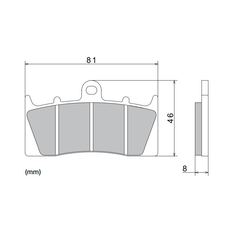 NISSIN Bremsbeläge, halbmetallische Mischung, 81 x 46 x 8 mm, 2 Stück
