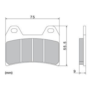 NISSIN Bremsbeläge, halbmetallische Mischung, 76 x 55,5 x 9 mm, 2 Stück