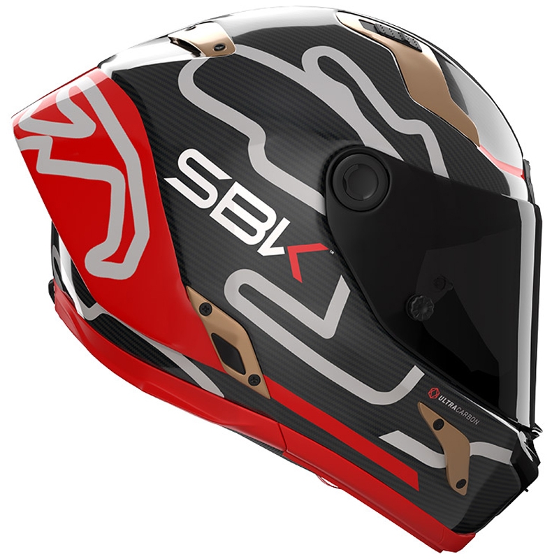 Nolan X-804 RS Ultra Carbon SBK Integralhelm, glänzend Schwarz-Rot-Gold